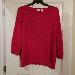 Kim Rogers cable knit v neck sweater
